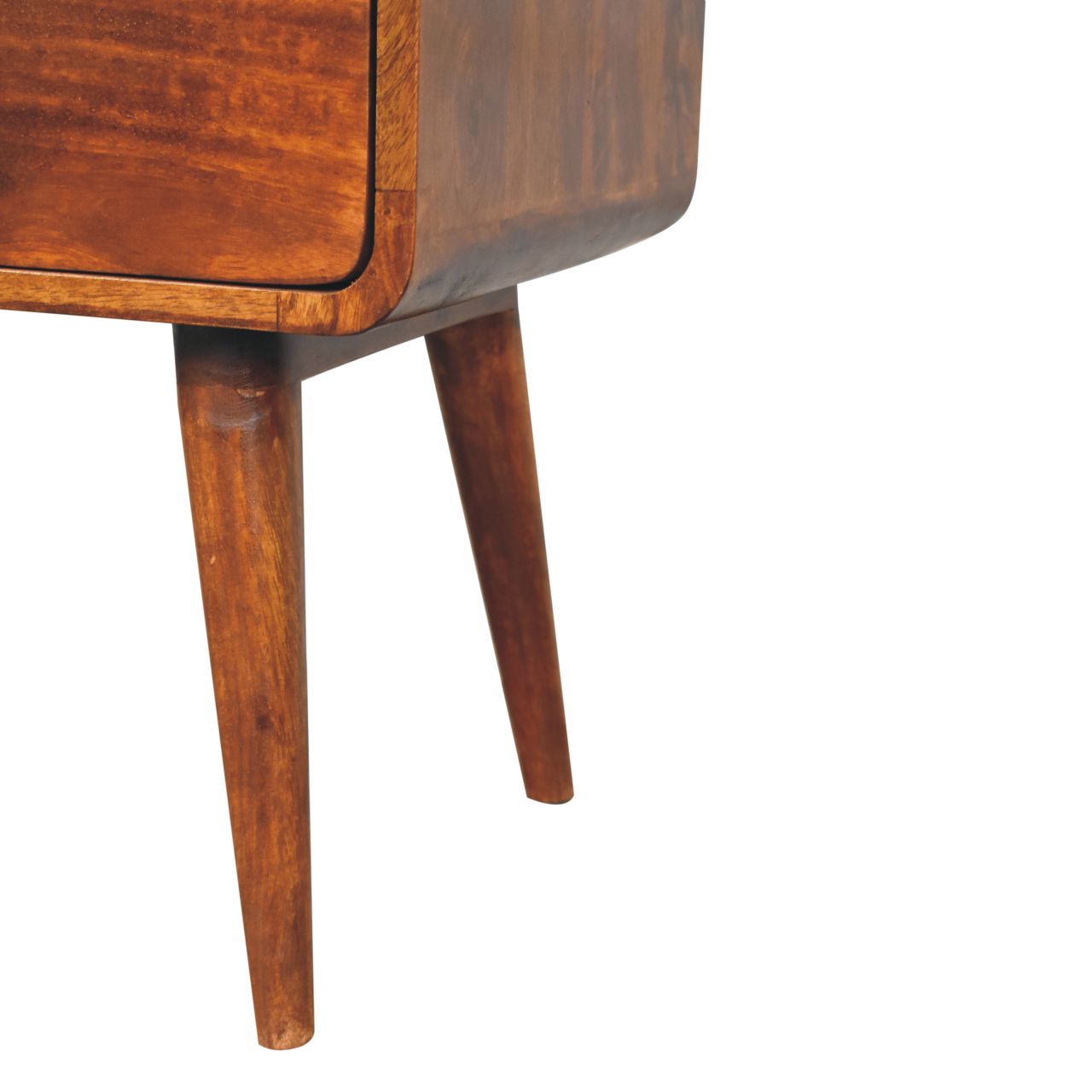 Solid Wood Large Curved Chestnut Bedside Table