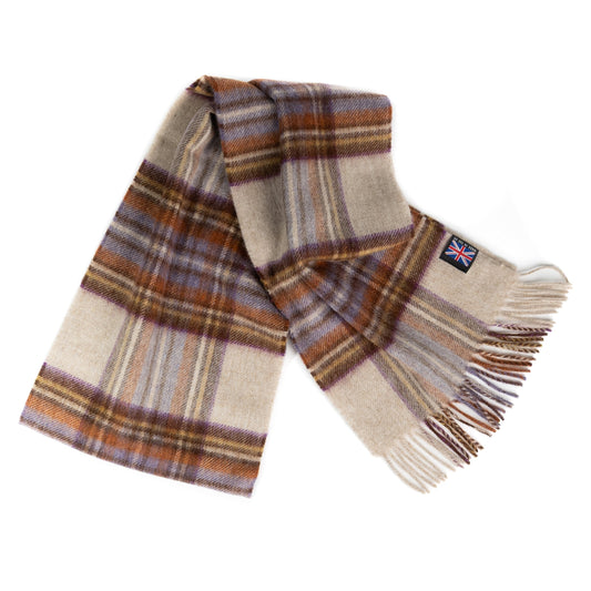 Prince of Scots Fringed Merino Wool Scarf (Dress Heather Stewart)