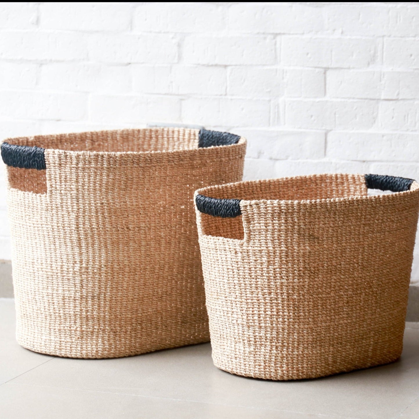 Black Oval Storage Baskets, set of 2 - Modern Baskets | LIKHÂ