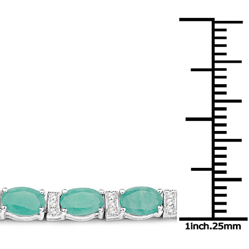 10.47 Carat Genuine Emerald and White Topaz .925 Sterling Silver Bracelet