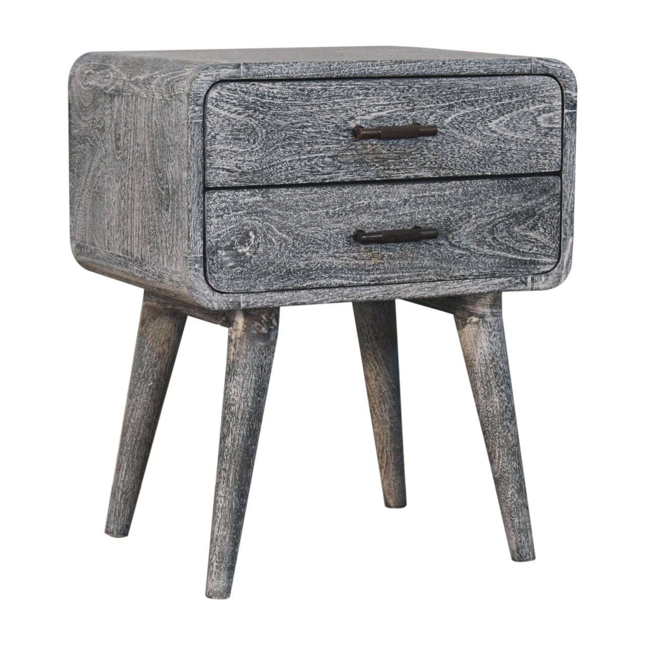 Solid Wood Sandblasted Ash Curved Bedside Table