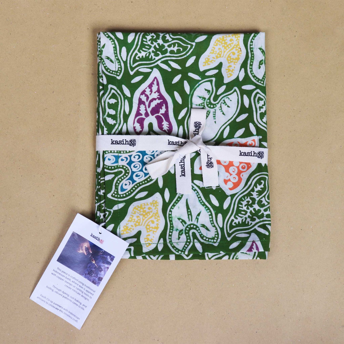 Batik Tea Towel Hand Dyed, Taro Leaf, Hand Dyed, 100% Cotton