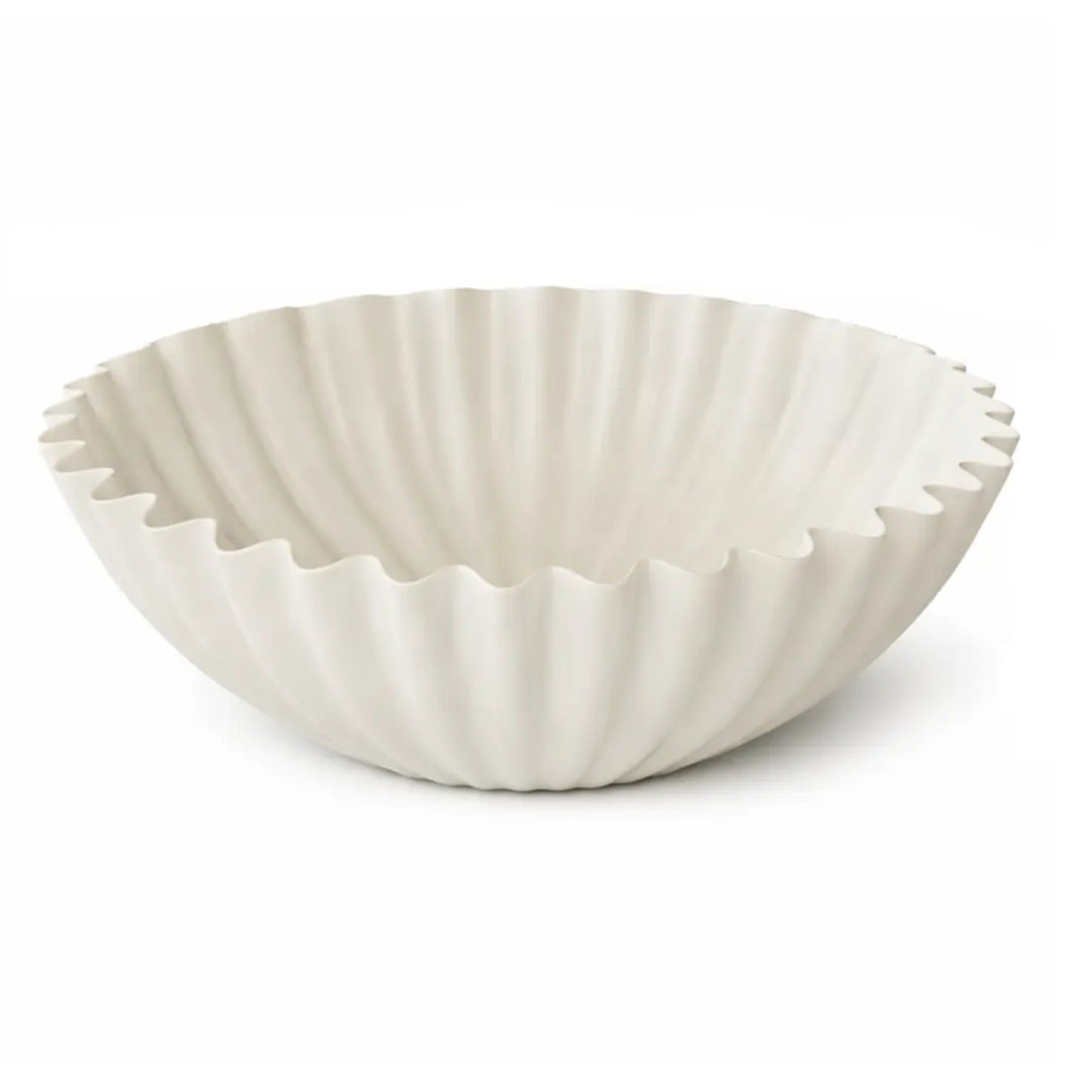 White Ribbed Bowl | Aluminum | Modern Sculptural Accent