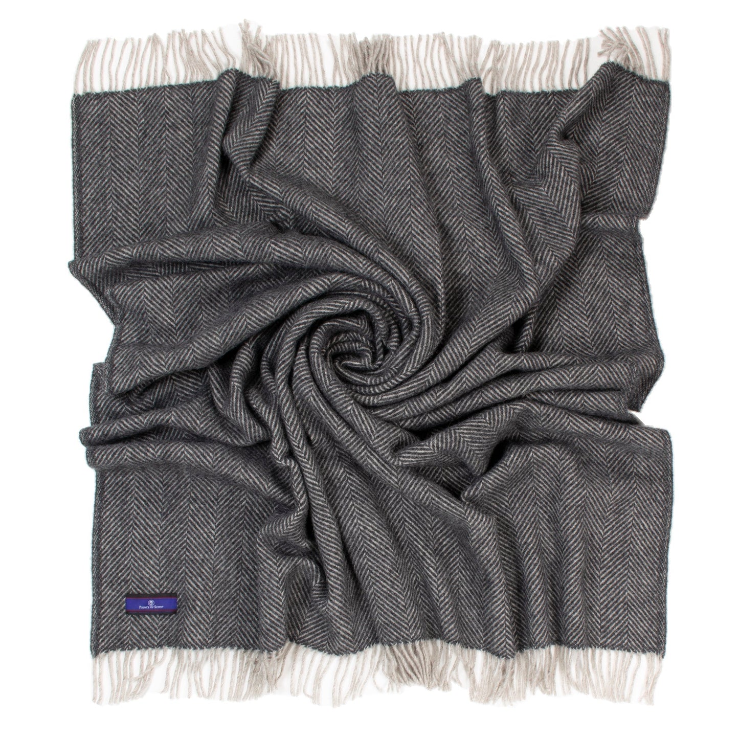 Highland Tweeds Herringbone  Pure New Wool Throw ~ Charcoal ~