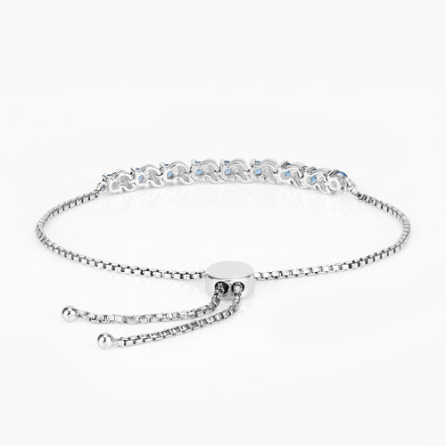 1.34 Carat Genuine London Blue Topaz and White Topaz .925 Sterling Silver Bracelet