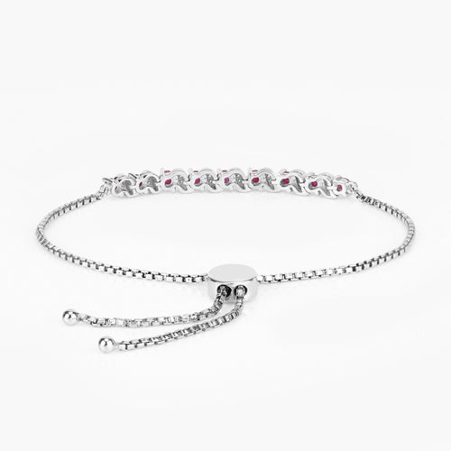 1.25 Carat Genuine Ruby and White Topaz .925 Sterling Silver Bracelet