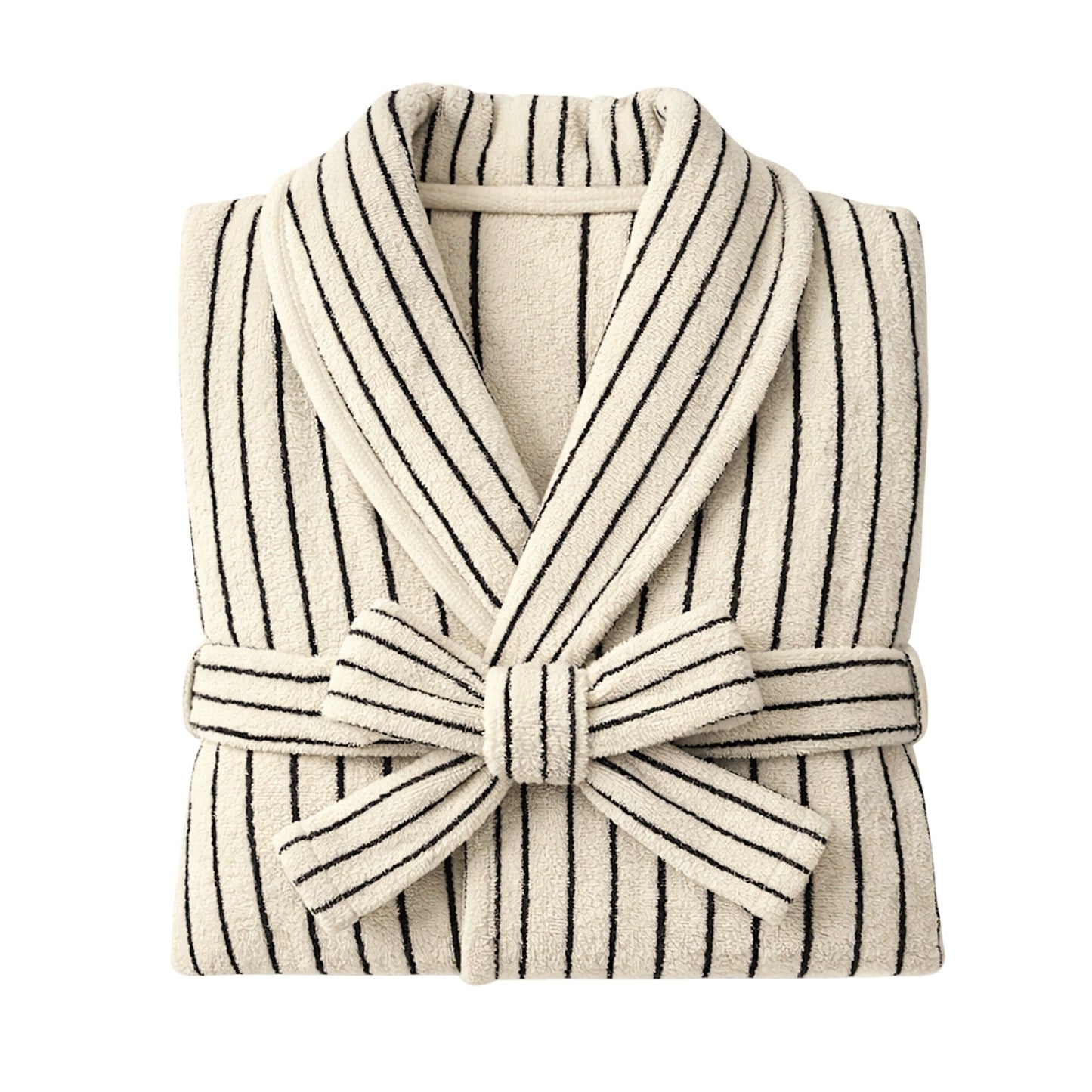 Scandi Retro 100% Long-stapled Cotton Stripe Hooded Bathrobe