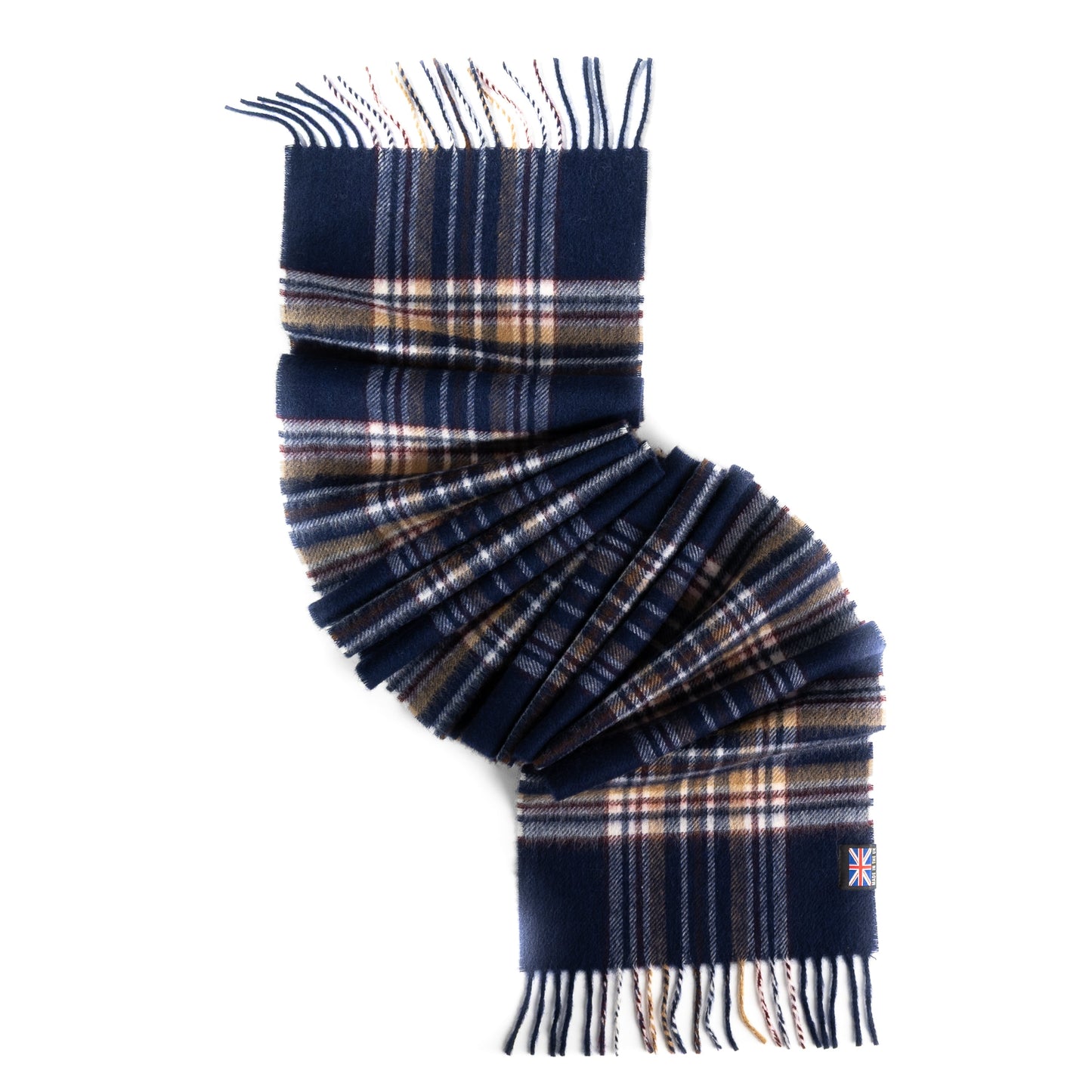 Prince of Scots Fringed Merino Wool Scarf (Navy Stewart) - Osadia Concept Store