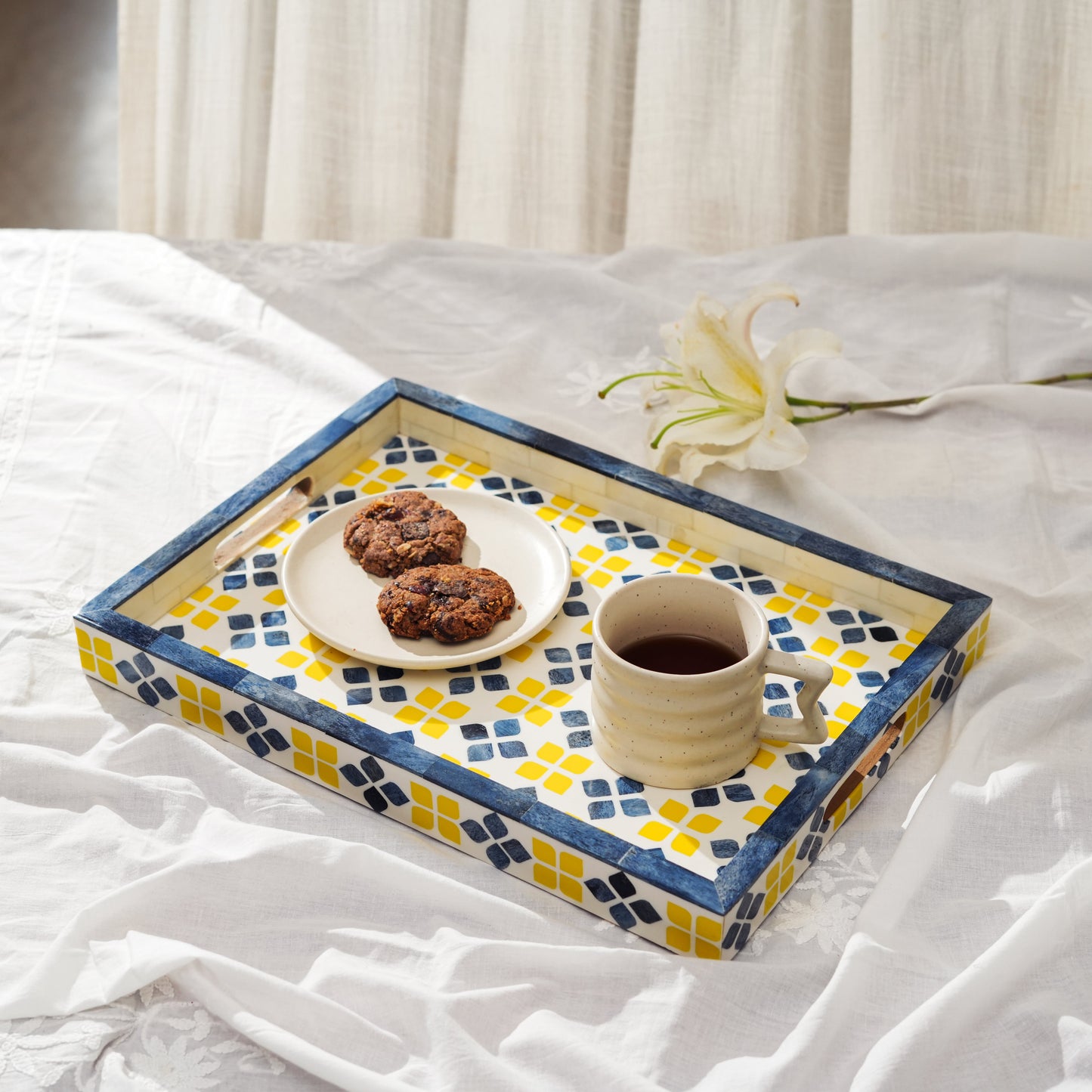 Marigold Mosaic Bone Inlay Tray