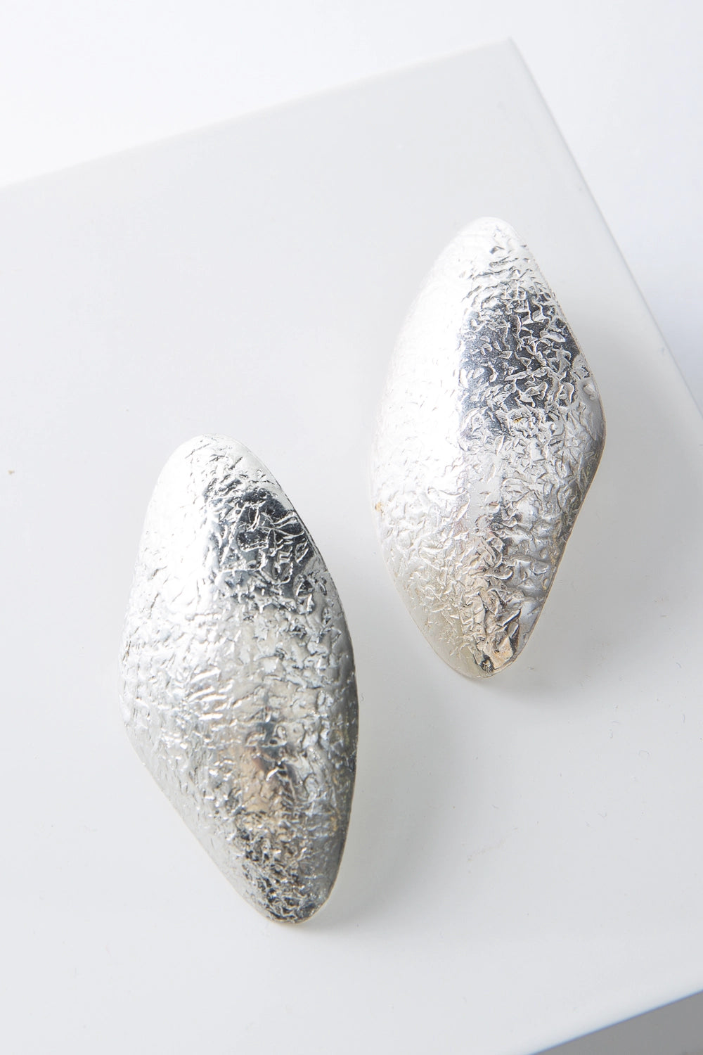 Textured Statement Earrings, Silver