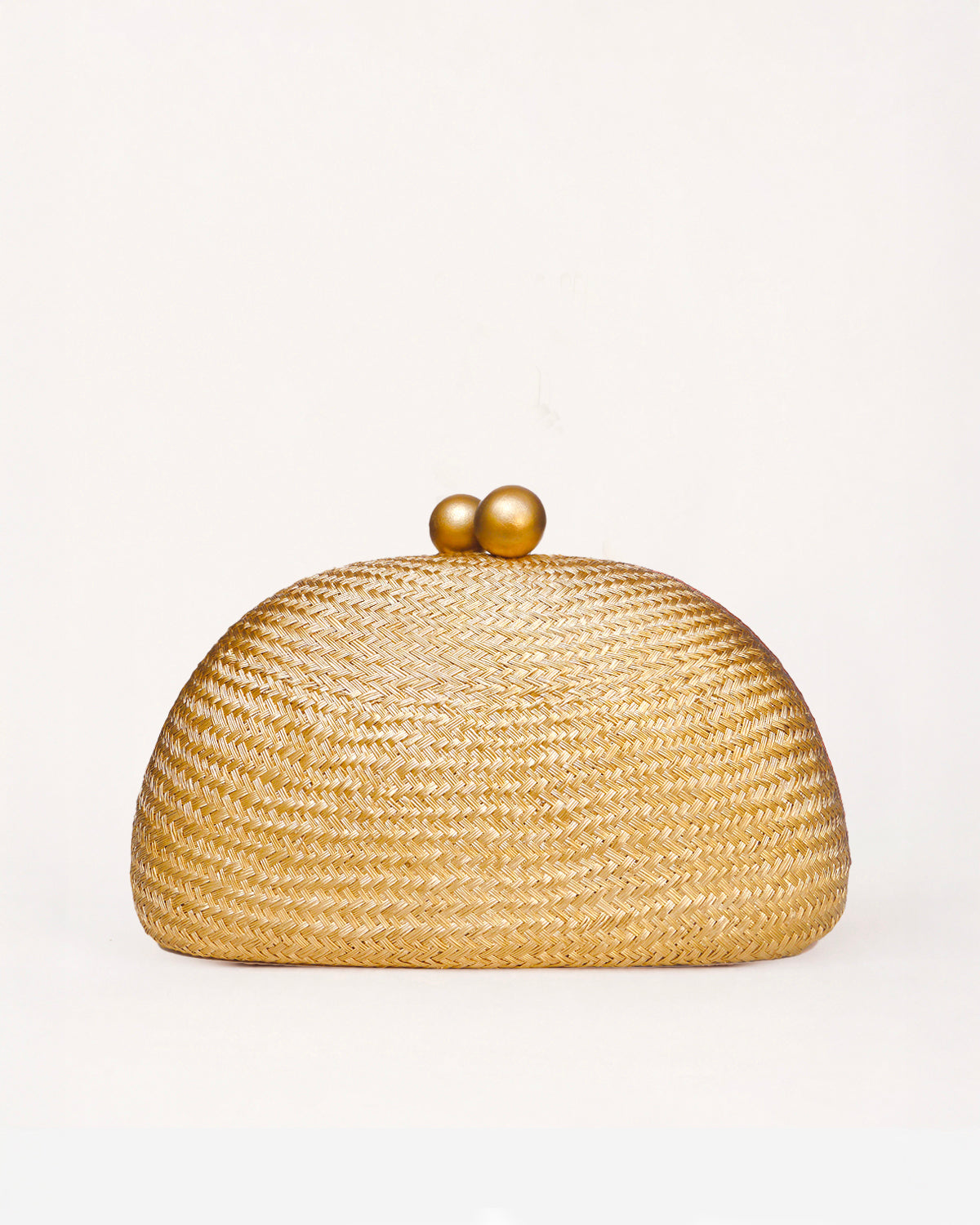 THE HELENA — Gold Woven Straw Clutch with Gold Ball Clasp (Copy)