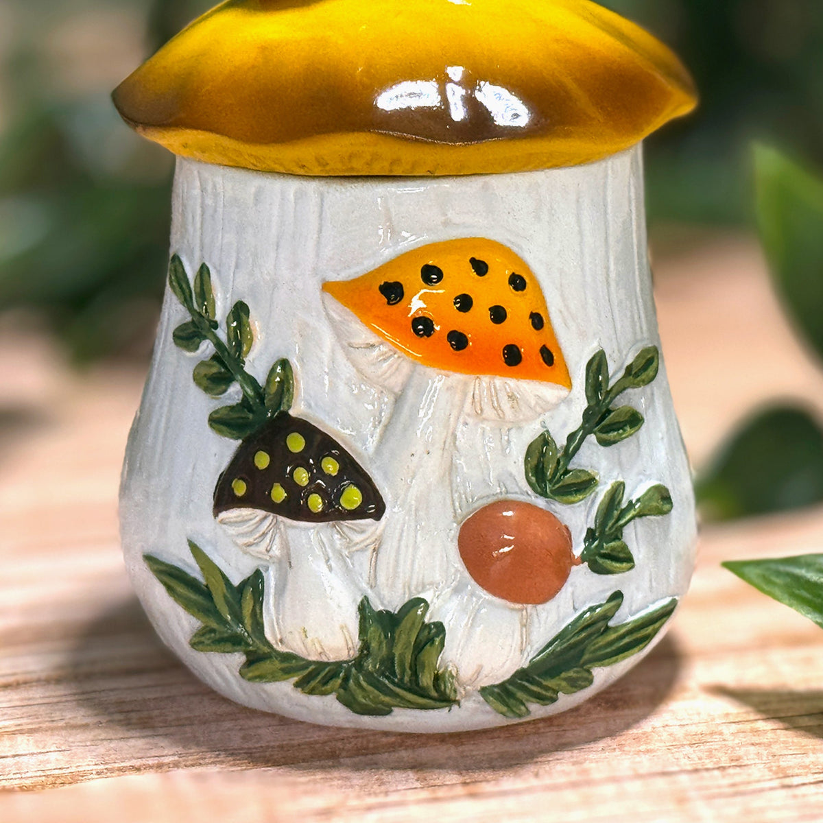 Merry Mushrooms-Inspired 70s Hand-Painted Trinket Box
