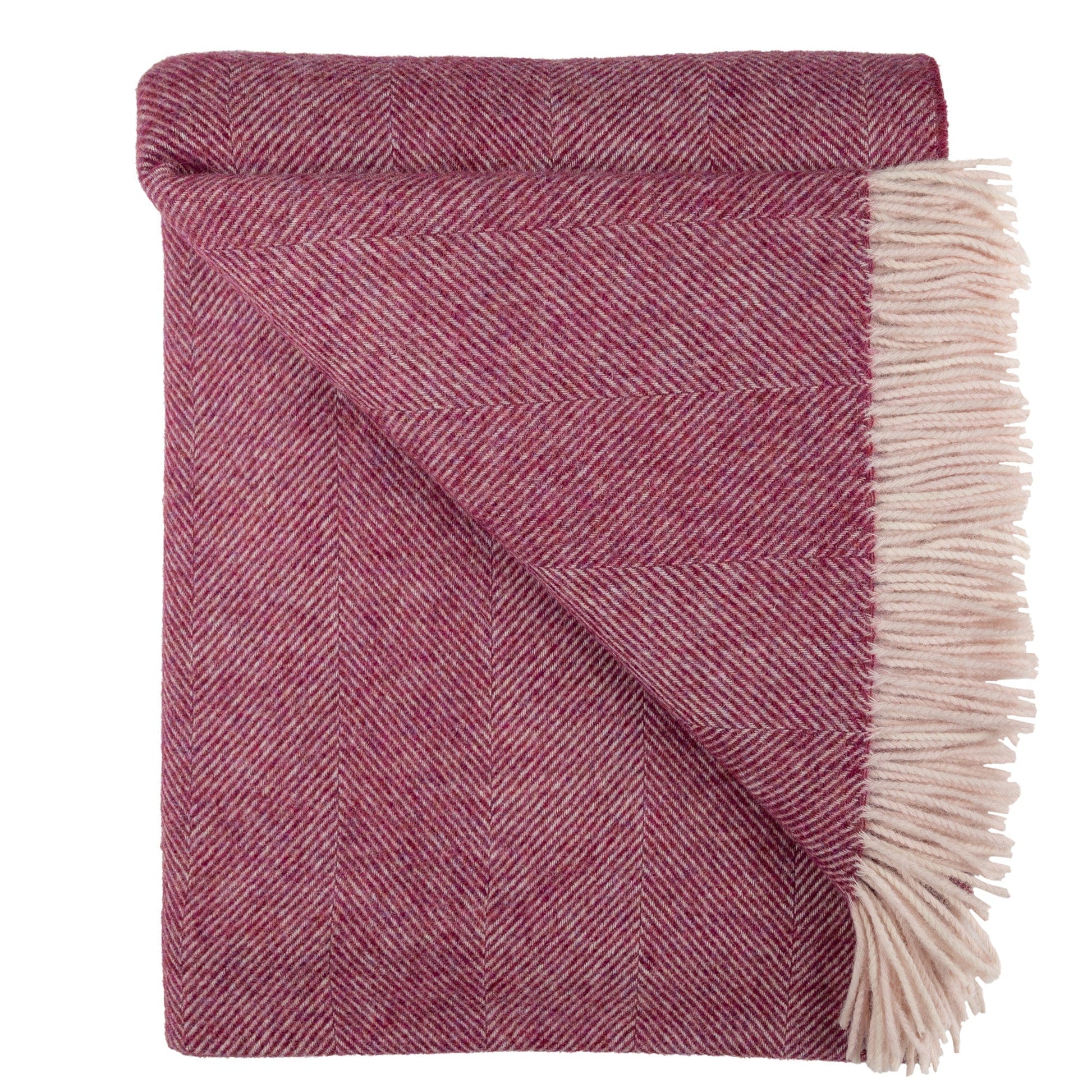 Southampton Home Shetland Lambswool Herringbone Throw – Berry | Woven in England - Osadia Concept Store