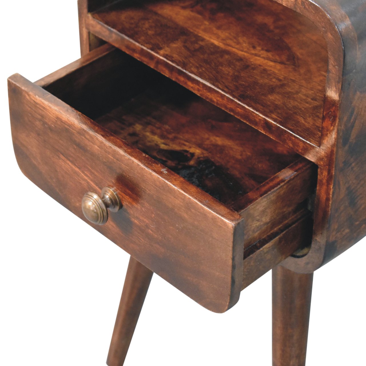 Solid Wood Mini California Walnut Curved Bedside Table