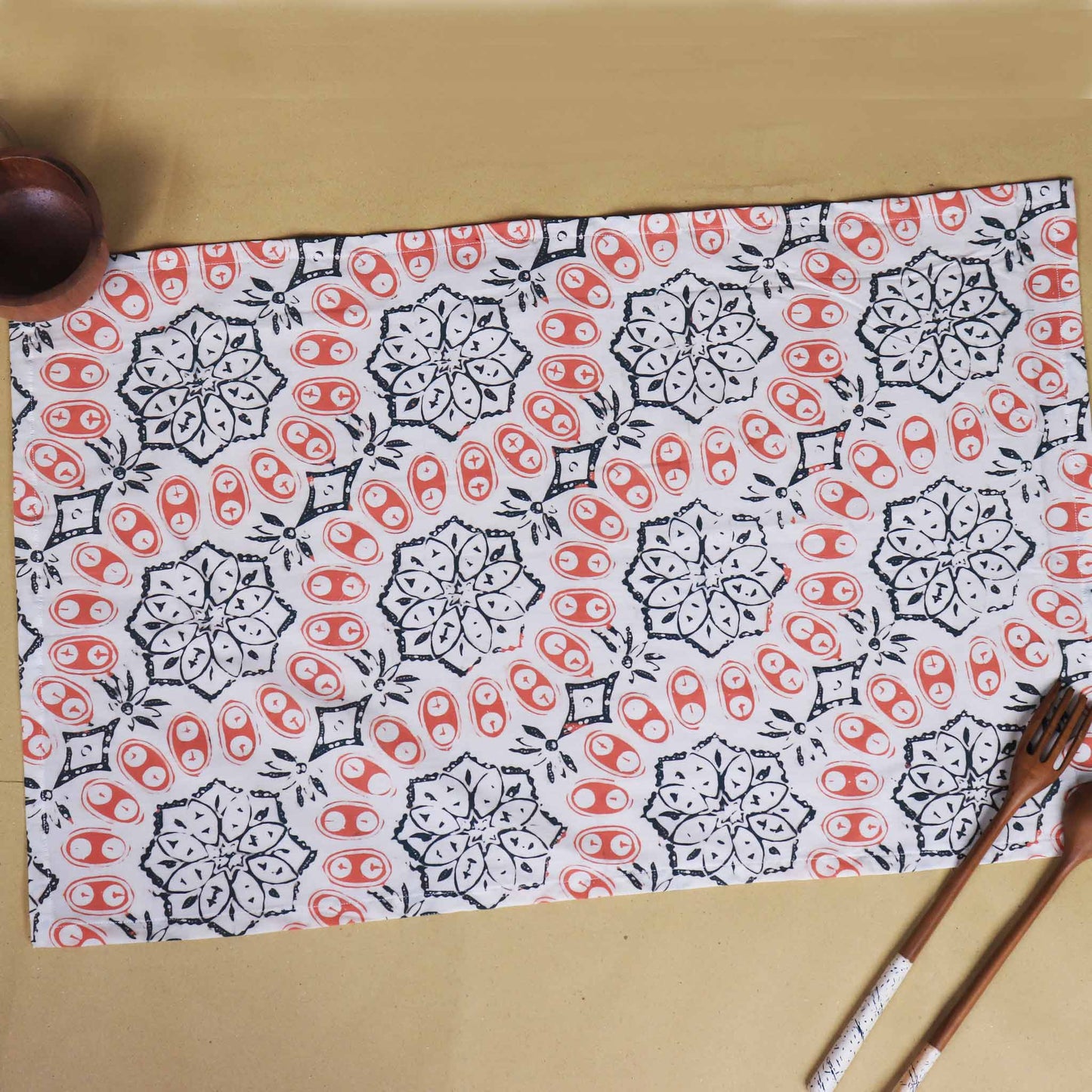Batik Tea Towel Hand Dyed, Autumn Coral, Hand Dyed, 100% Cotton