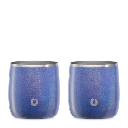 Stainless Steel Rocks Glass, Set of 2 - Shimmer Blue