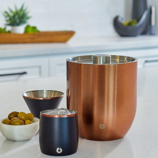 Stainless Steel Ice bucket with Lid and Scoop, Gold