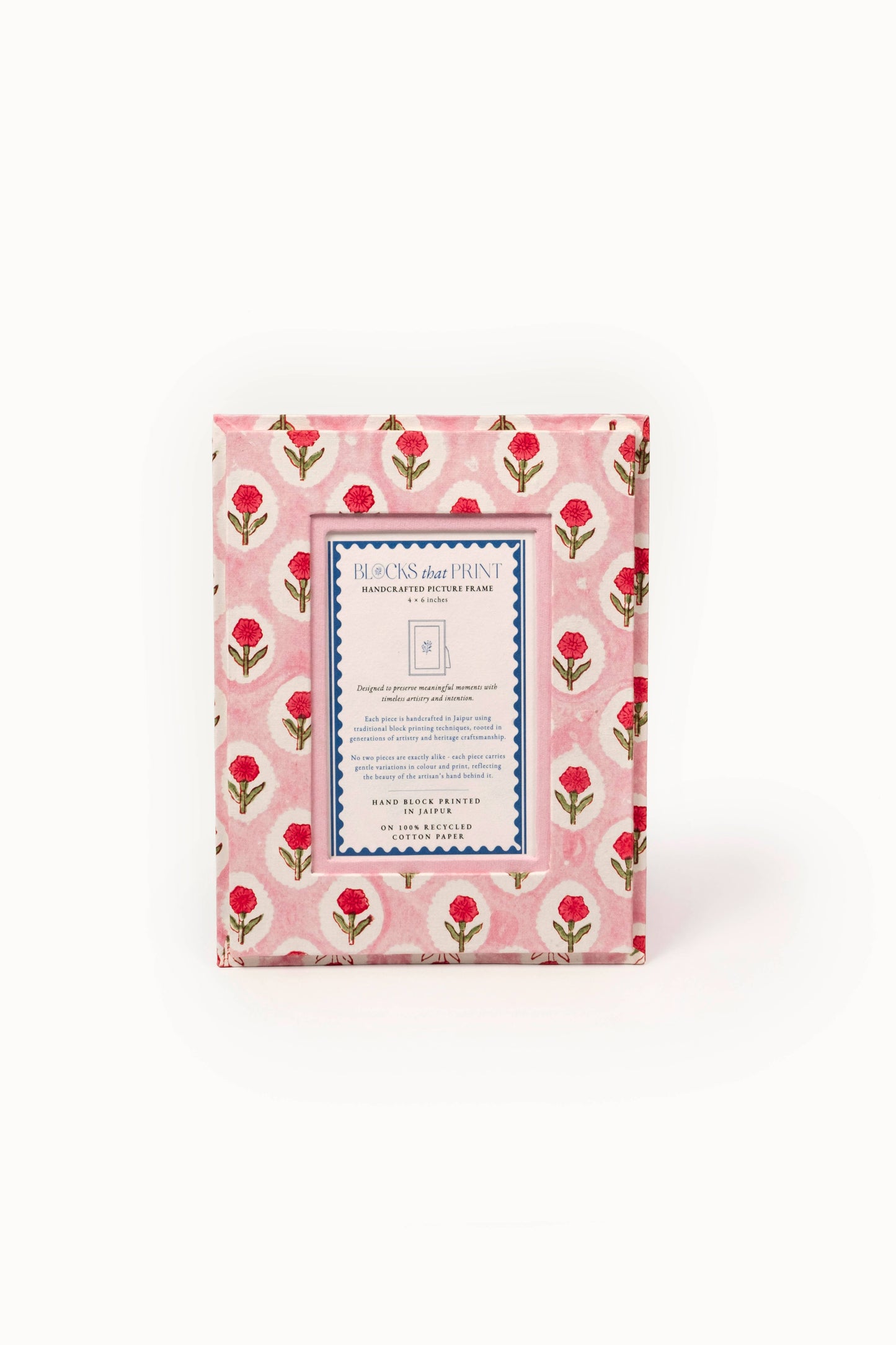Medium Block Print Photo Frame (4 x 6)  - Tea Rose