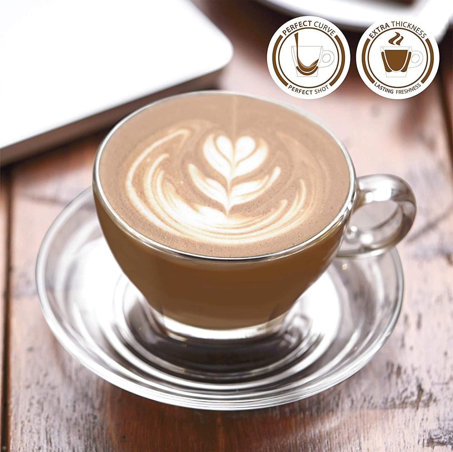 Glass Latte Cup and Saucer - 8.75oz