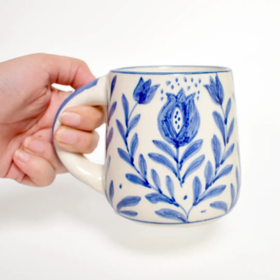 S/4 Blue Anaar Ceramic Coffee Cup & Side Plate