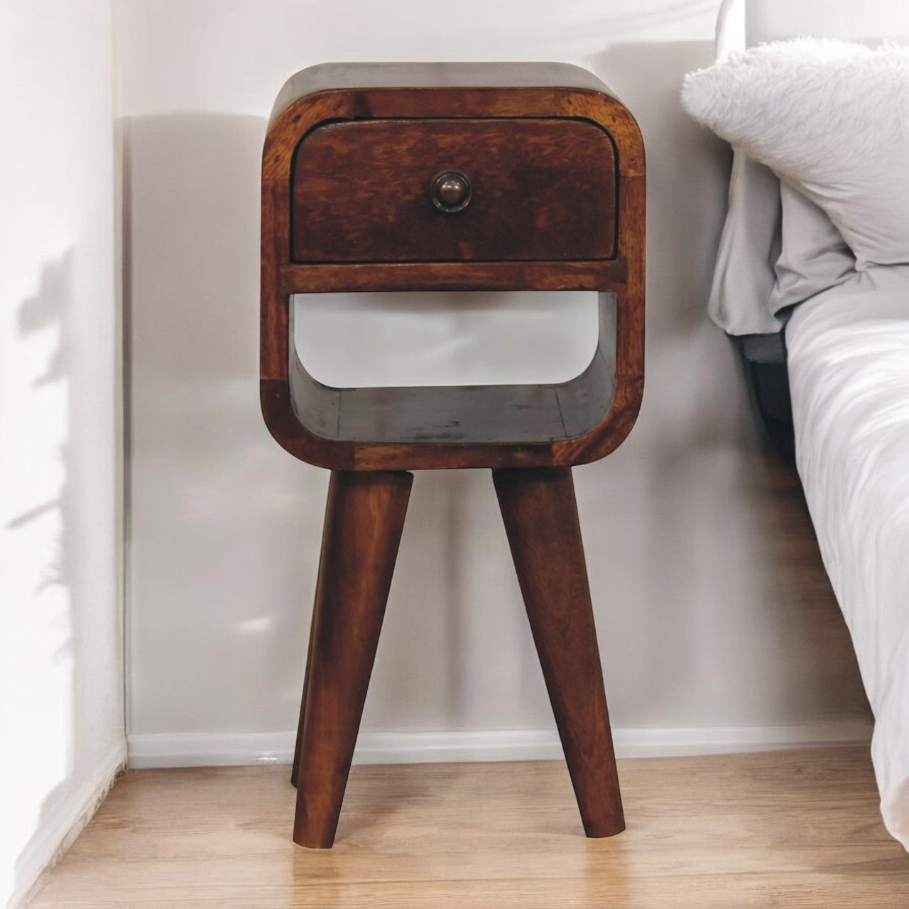Solid Wood Extra Mini Chestnut Curve Lower Nightstand