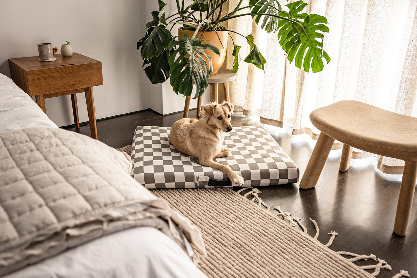 Gray Checker | Dog Bed or Bed Cover