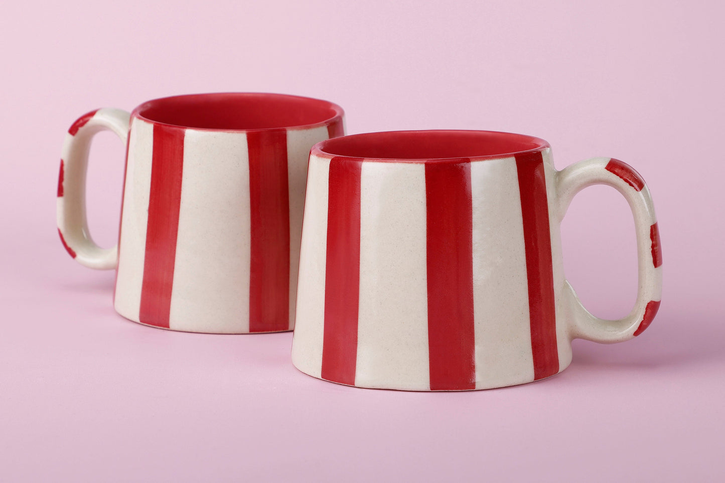 Ceramic Red Stripe  Coffee cup - 3.5 x 2.5 Inches ( Set of 2 )