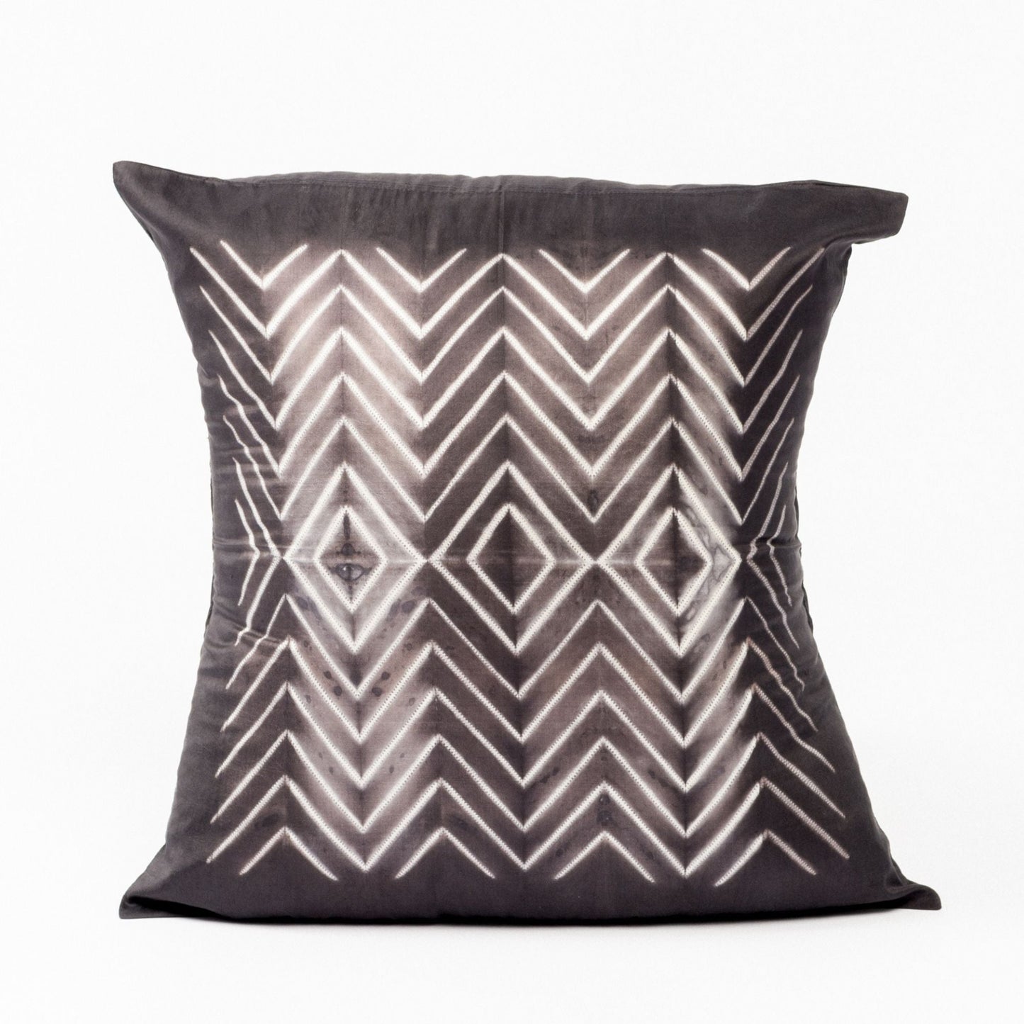 Naami Indigo Geometric Shibori Print Silk Pillow
