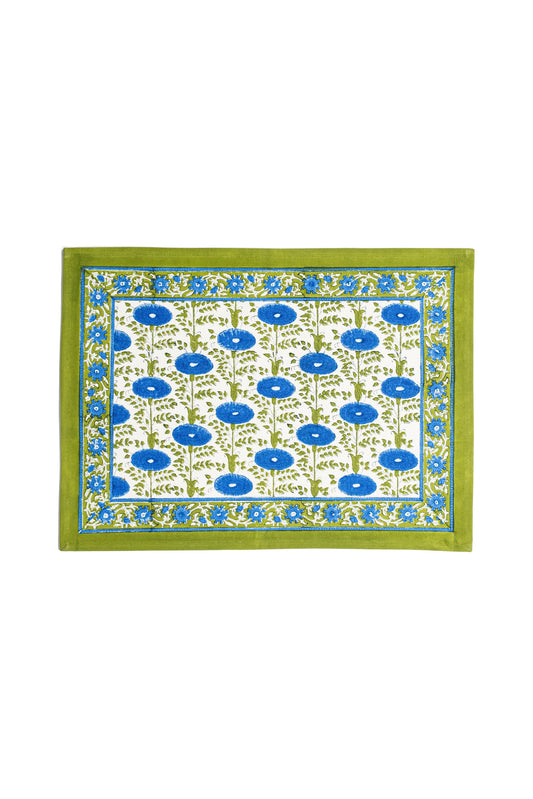Blue Araminta Blockprint Placemat