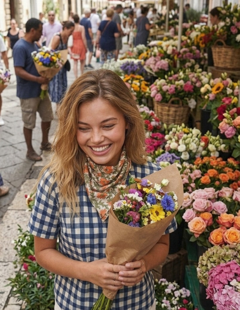 Bandana Scarf - Darlington Floral Papaya Square