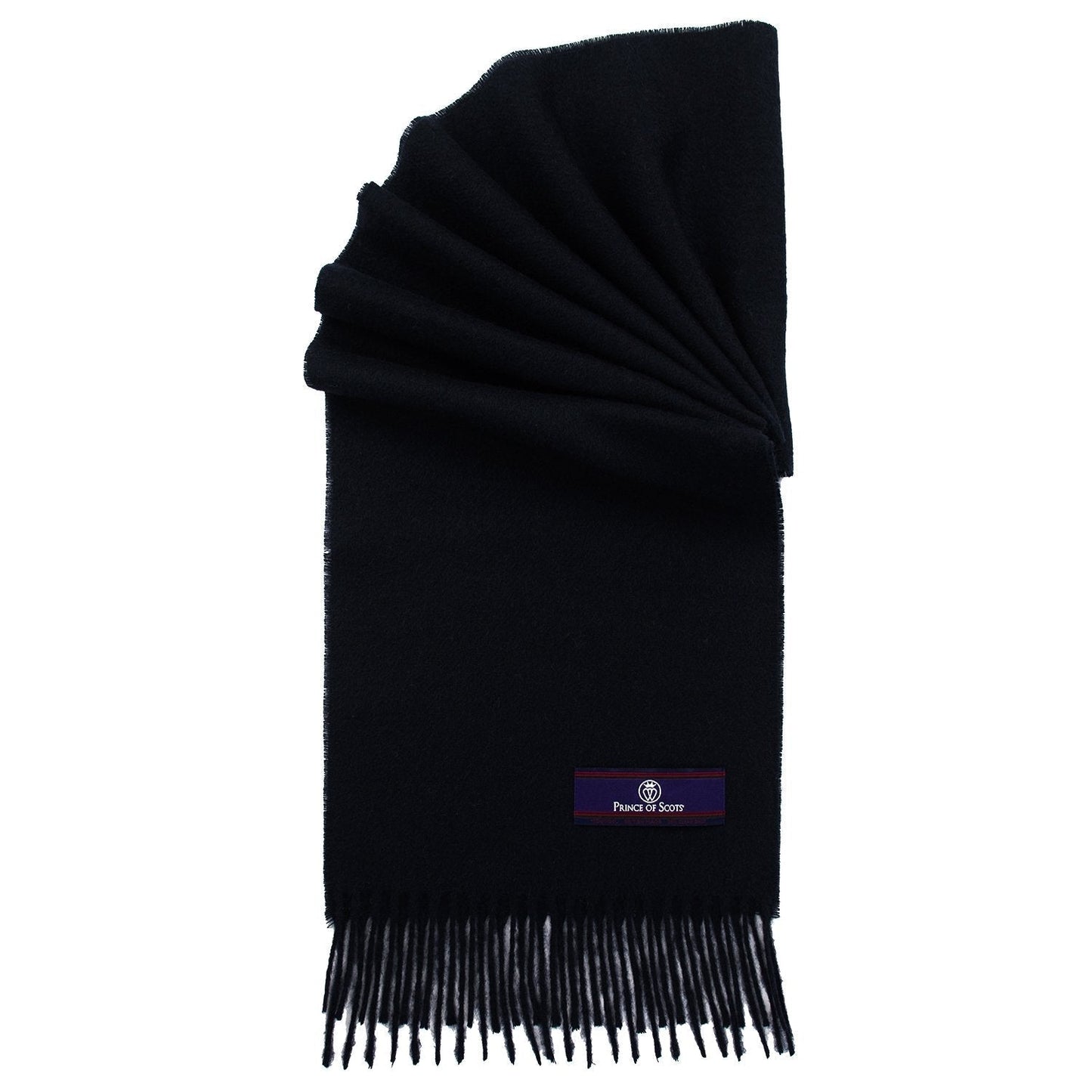 Prince of Scots Fringed Merino Wool Scarf (Navy)