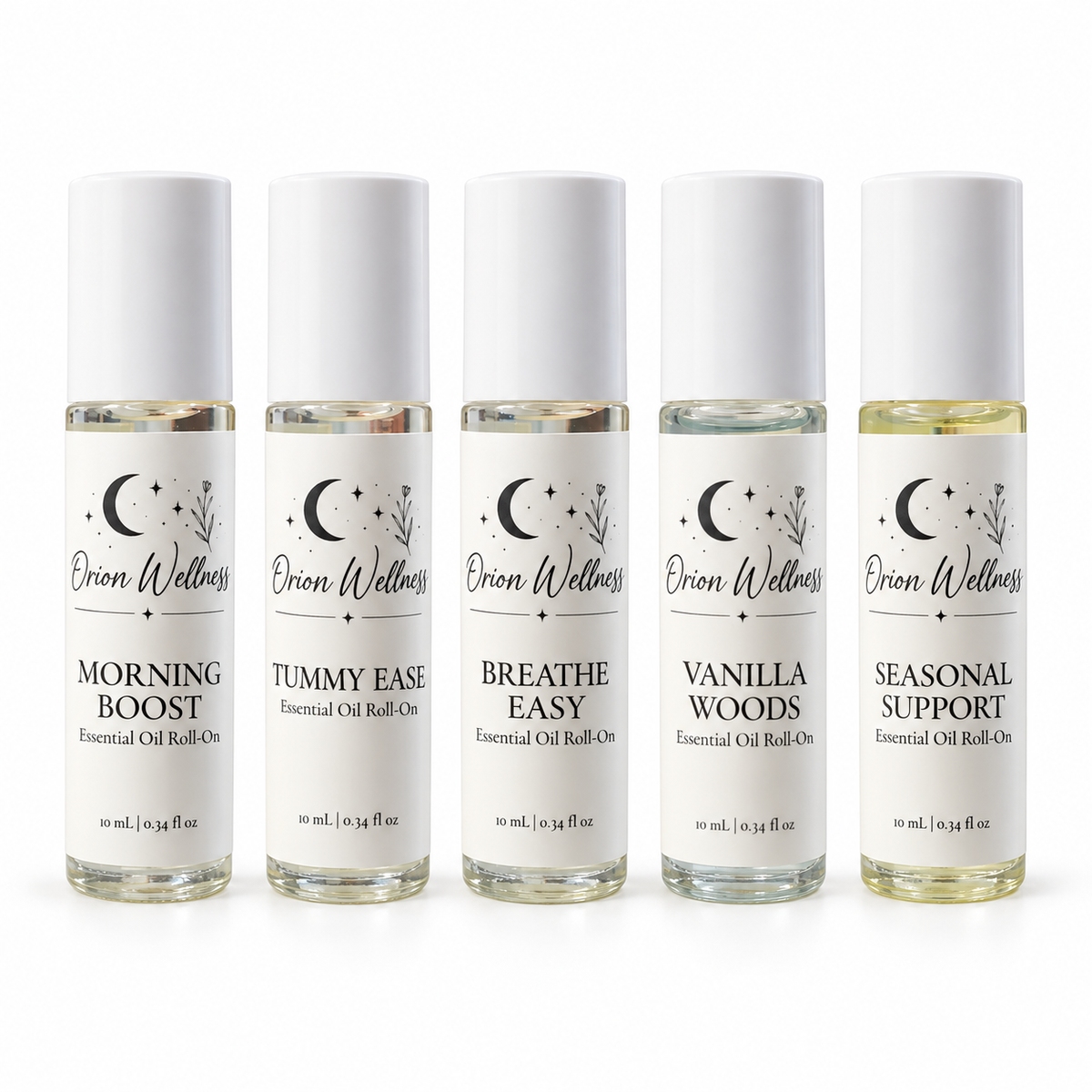 Orion Wellness Everyday Essential Oil Roll-On Collection | Five-Piece Set