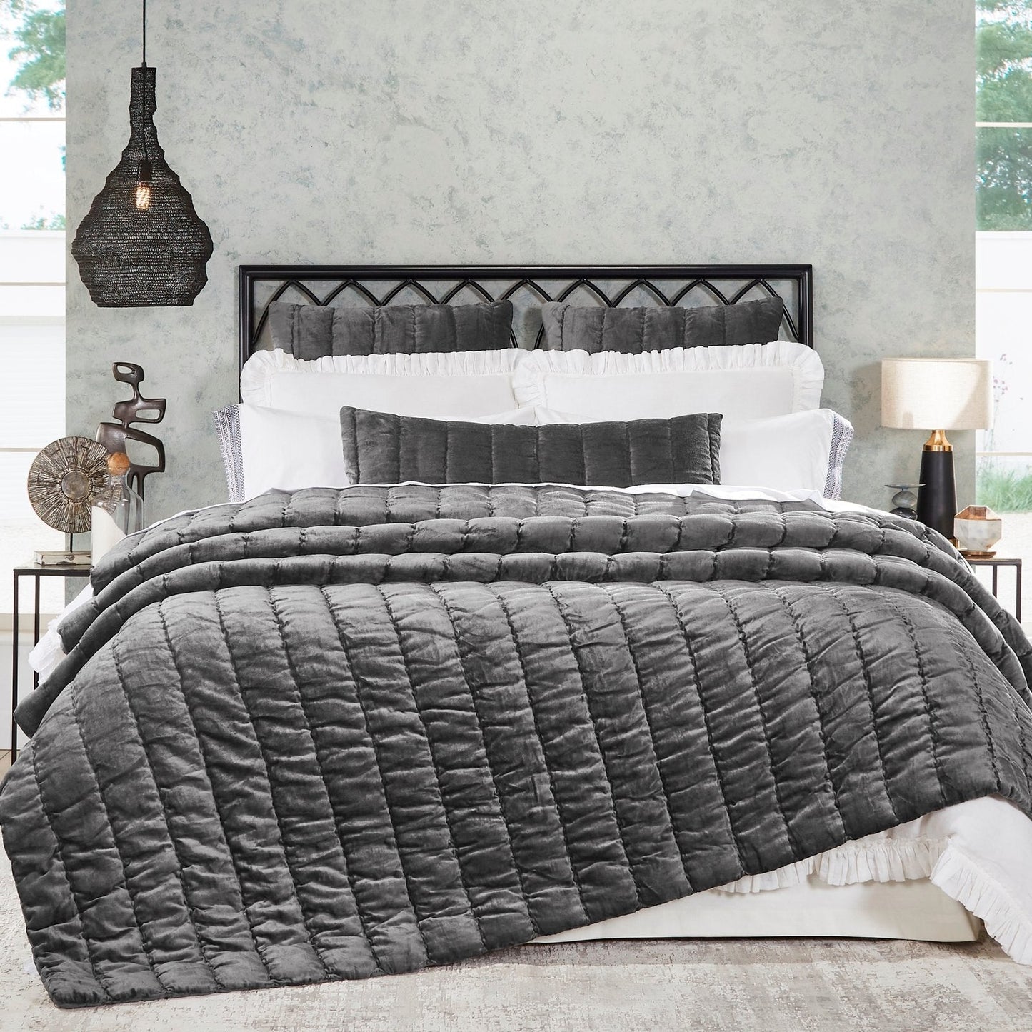 Gatsby Channel Velvet Quilt - Clearance