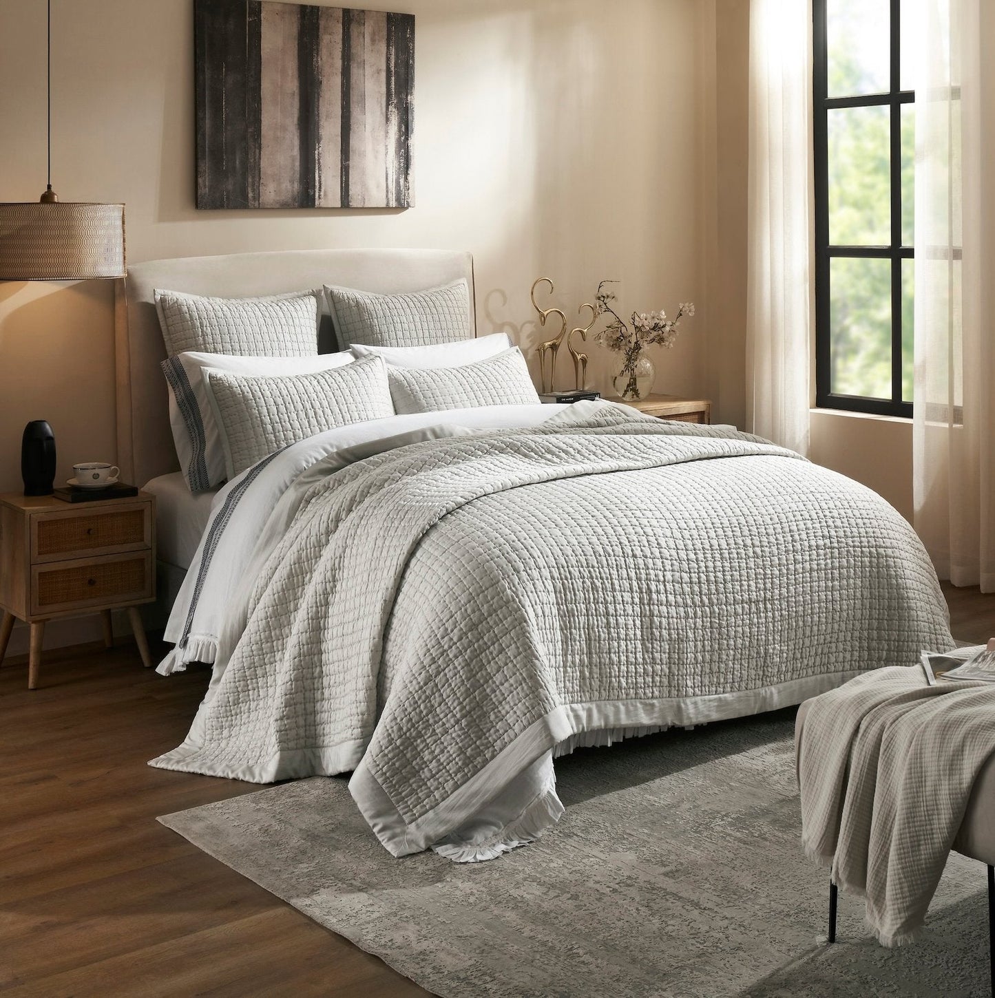 Malibu Square Quilted Silk Coverlet