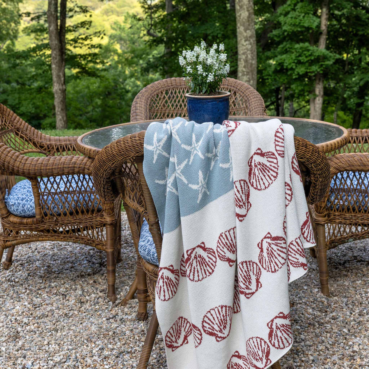 Coastal Flag - Cotton Sustainable Knit Flag/Americana Throw Blanket