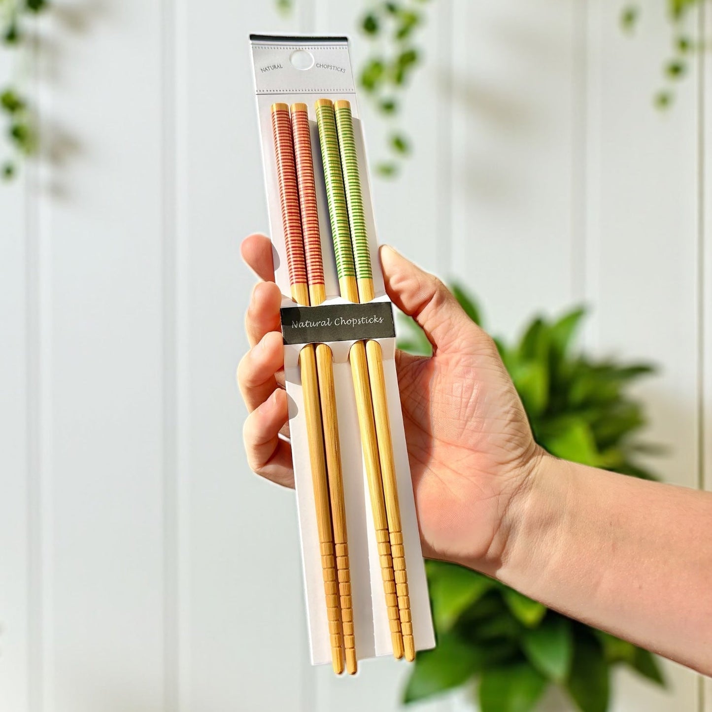 Bamboo Chopstick Set with Color-Grip Options