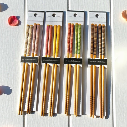 Bamboo Chopstick Set with Color-Grip Options