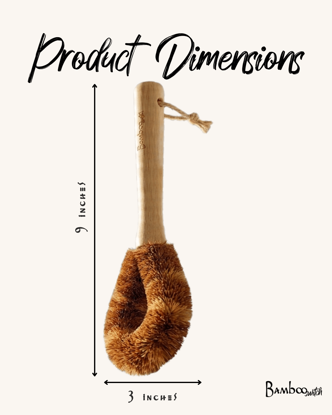 Bamboo Drinkware Bottle Cleaning Brush | Rounded