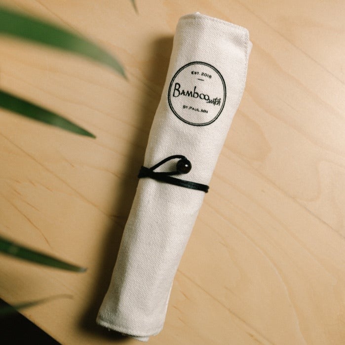 Bamboo Travel Cutlery & Cotton Wrap Set