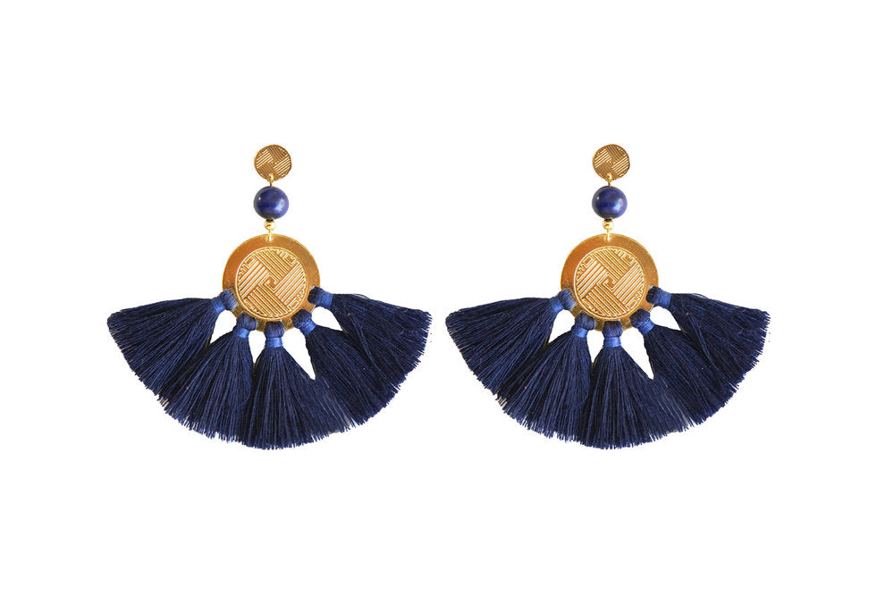 Sol Tassel Earring - Navy