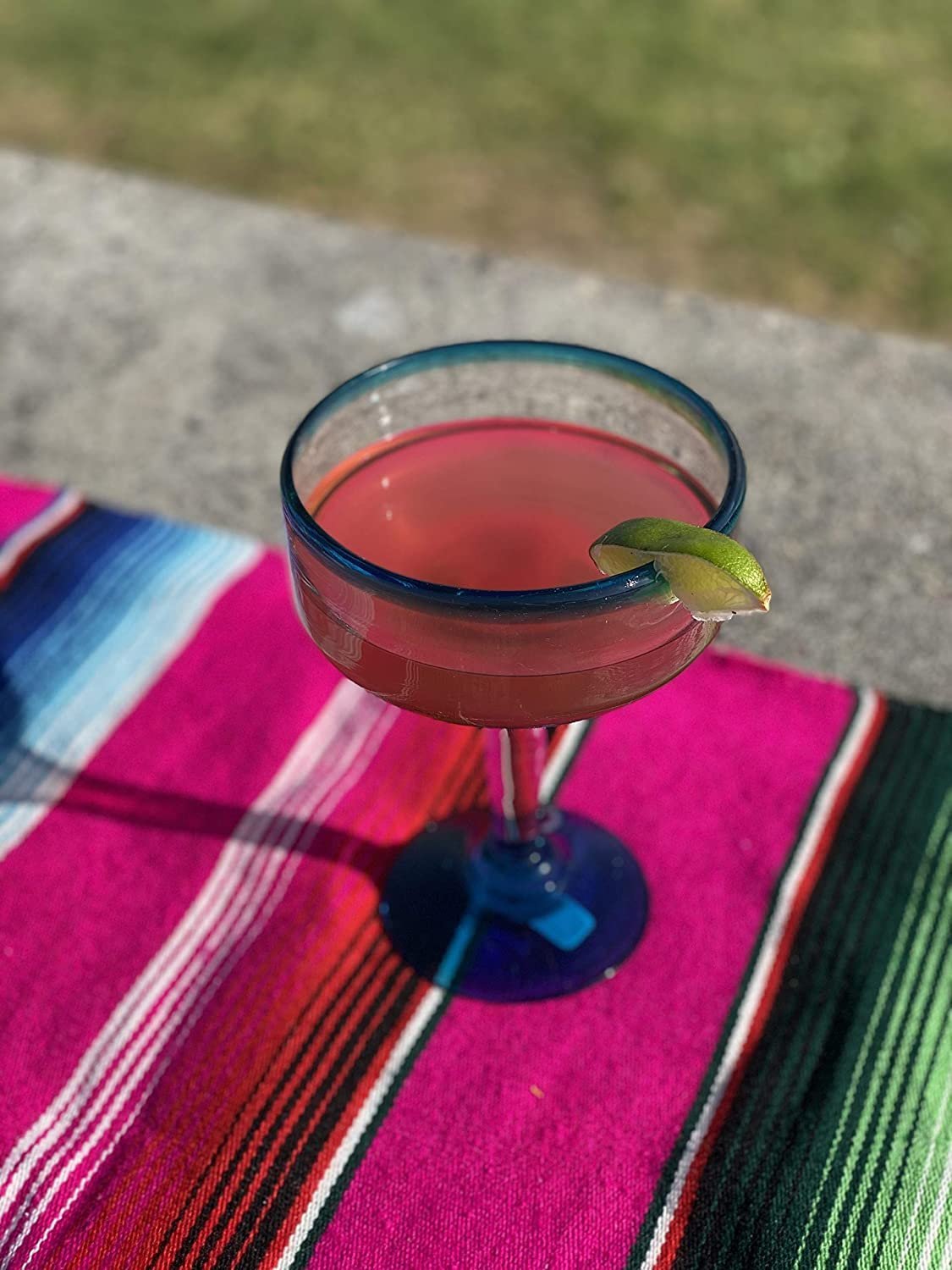 Aqua Rim Margarita Glasses - Set of 4