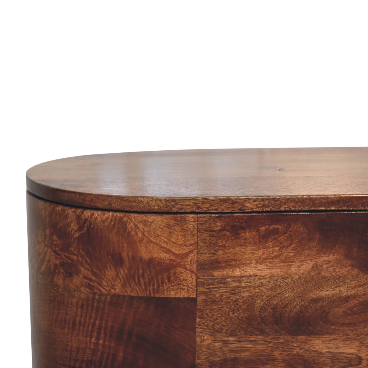 Solid Wood Honey Caramel Rounded Lid-Up Blanket Box