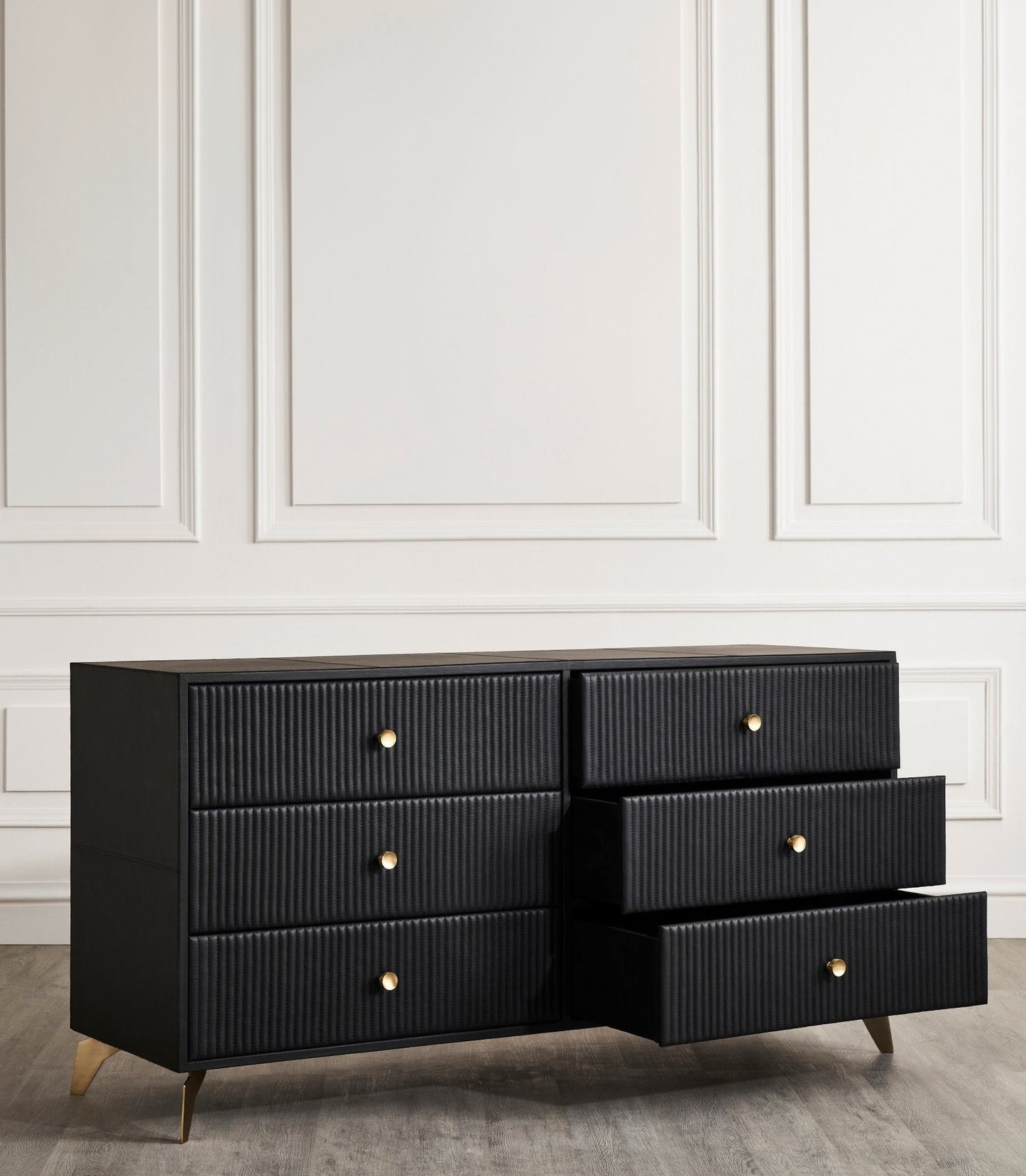 Stanford Six Drawer Leather Dresser