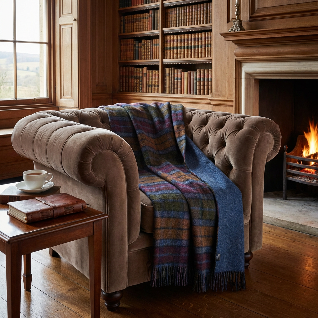 Highland Tweeds Double Cloth Throw (Grey Buchanan)