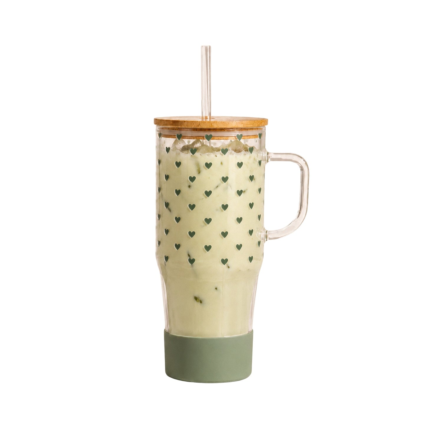Seafoam Mini Heart 32oz Glass Tumbler & Boot Bundle