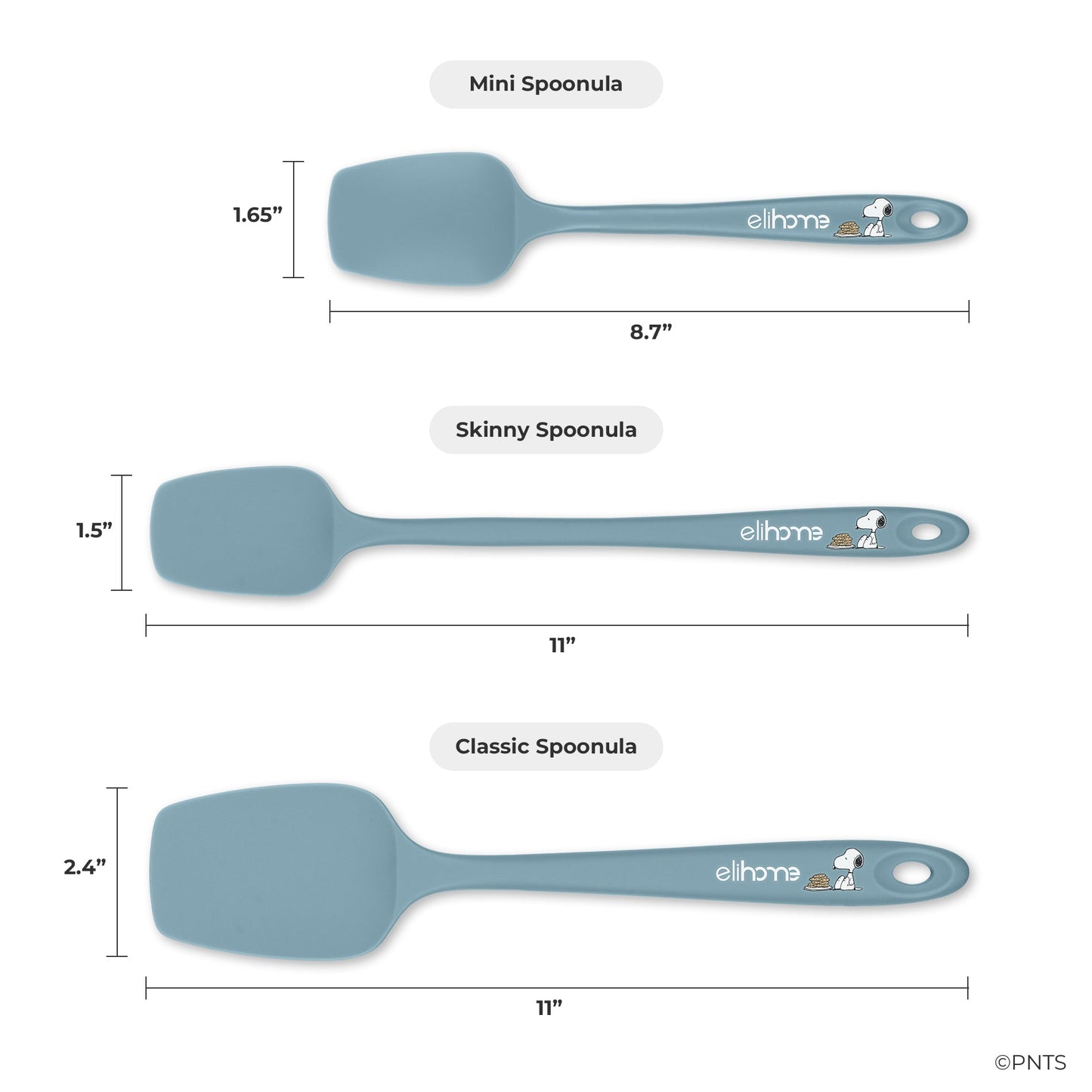 Elihome x Peanuts 3 Piece Silicone Spoonula Set