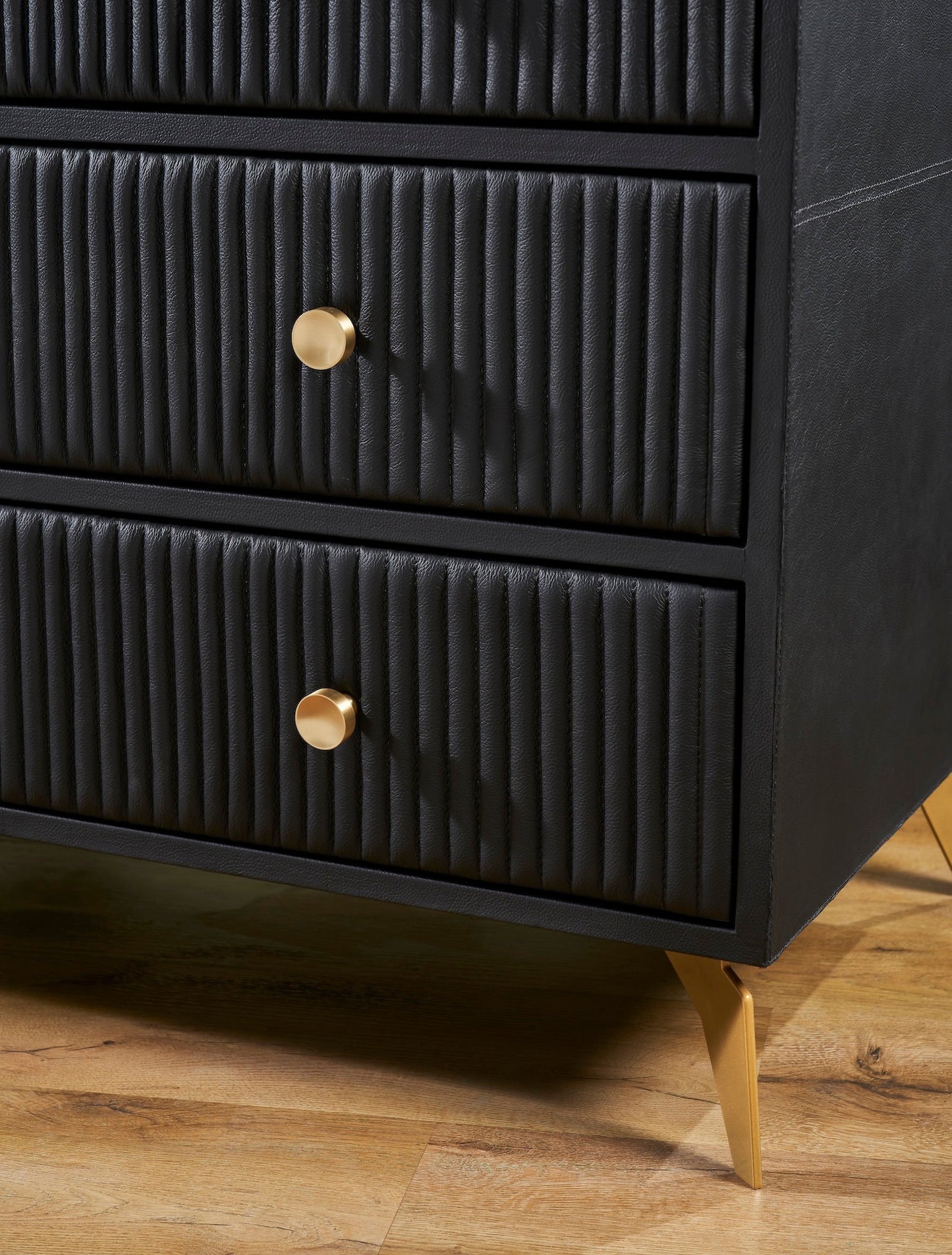 Stanford Five Drawer Leather Chest