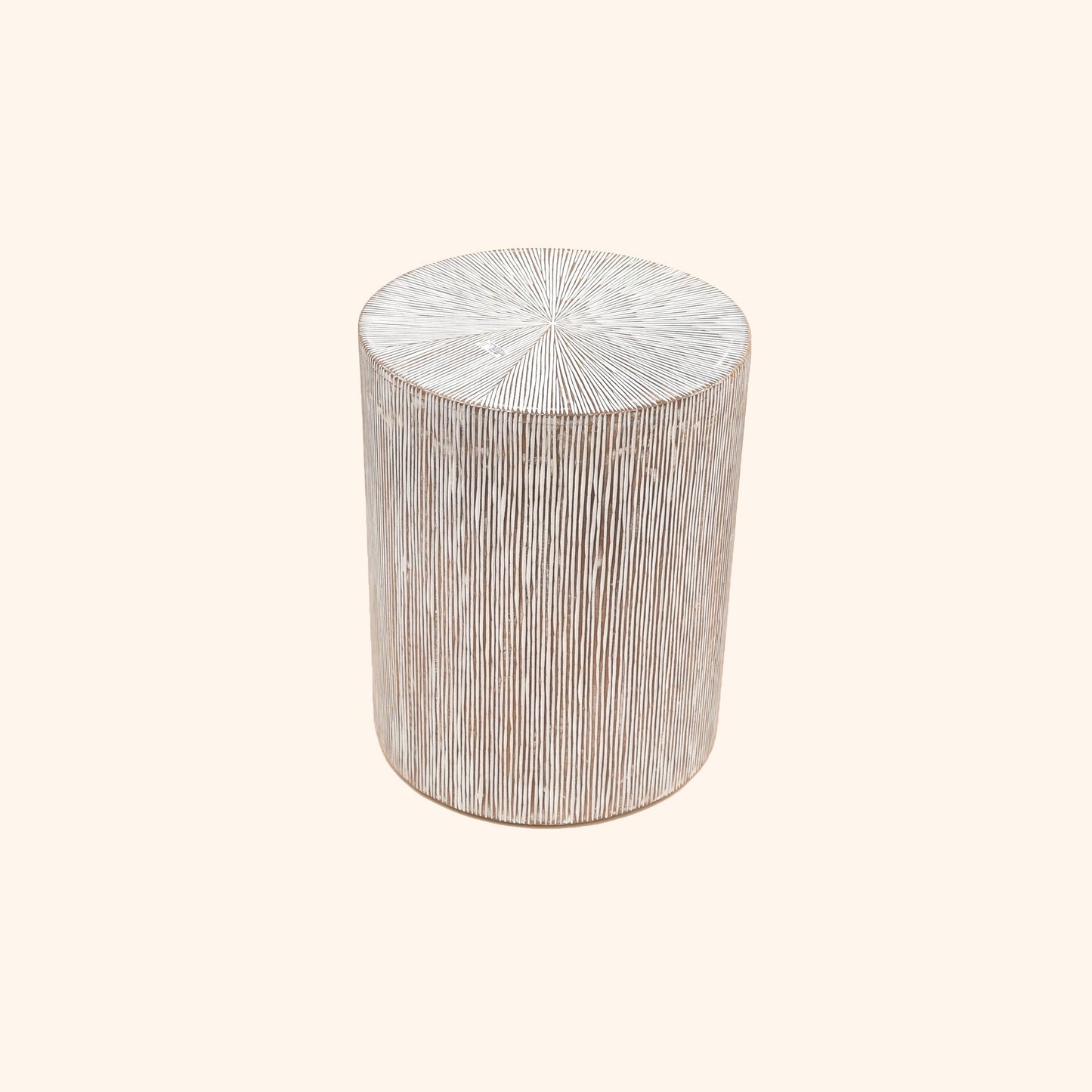 Hand Carved Wooden Stool Side Table | 18x18x22" | End Table