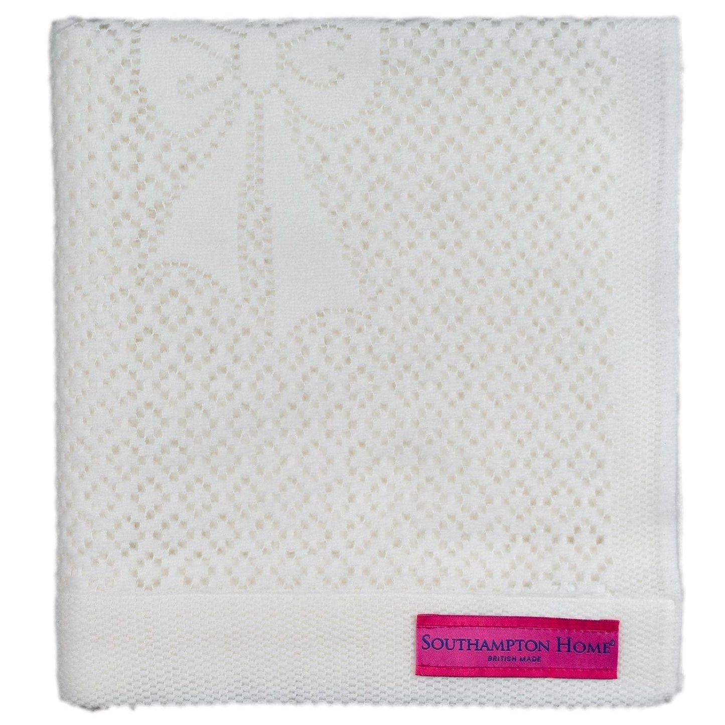 Southampton Home Lace Weave Bears & Bows Baby Blanket ~ White ~