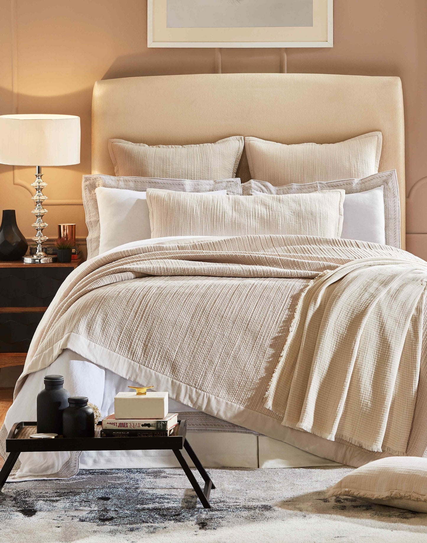 Laela Channel Stitch Cotton Coverlet - Clearance